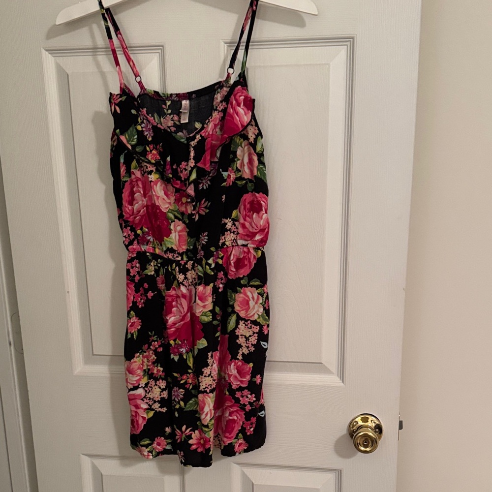 Xhilaration Black and Pink Floral Mini Dress